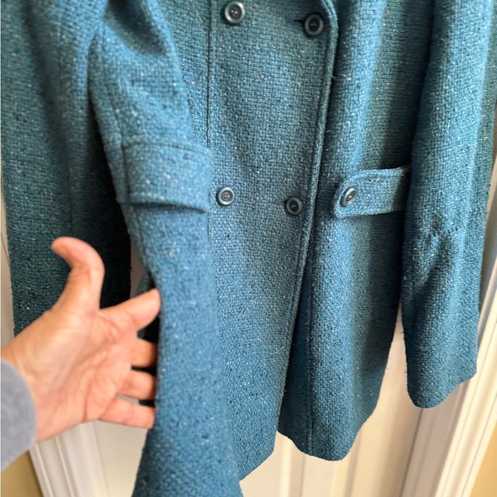 1970’s Vintage Coat Womens 12 Made In USA Classic Tailored Coat Teal Blue Preppy - Picture 5 of 11